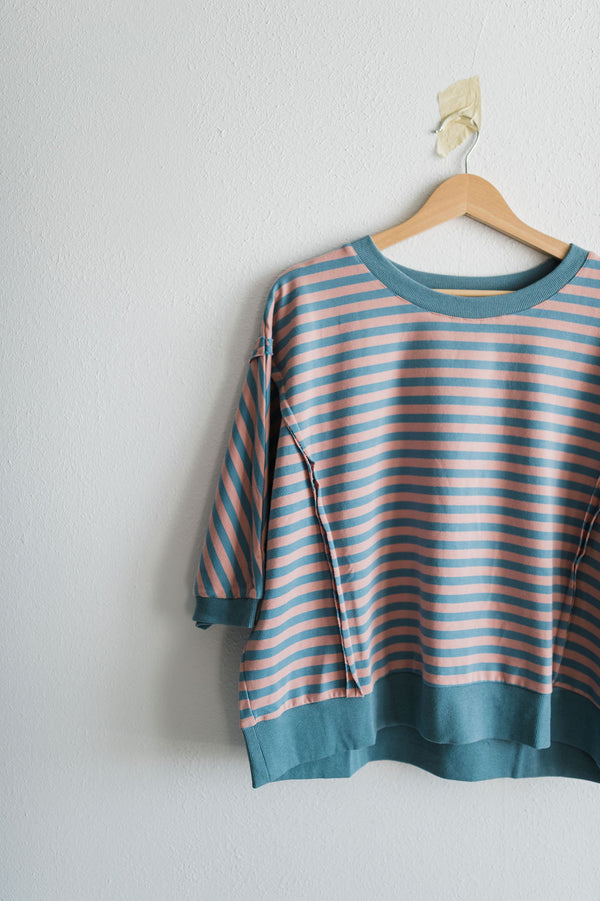 striped loose top | blue multi