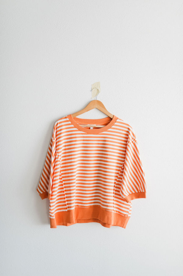 striped loose top | orange multi