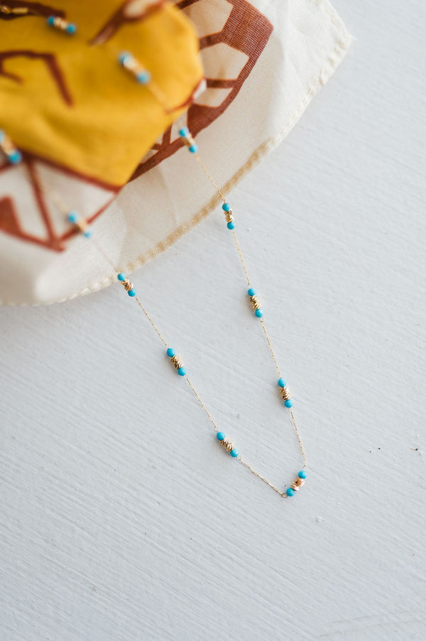 beaded turquoise chain necklace