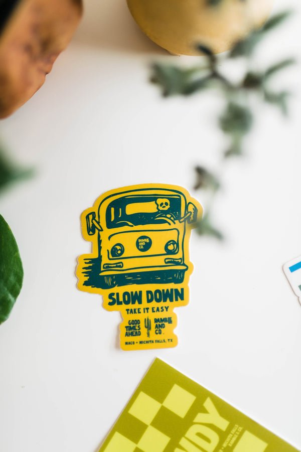 slow down take it easy yellow + blue | sticker