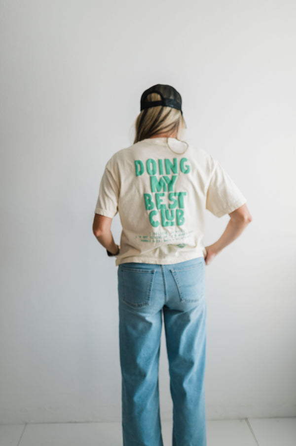 doing my best club puff ink | cream boxy cropped tee