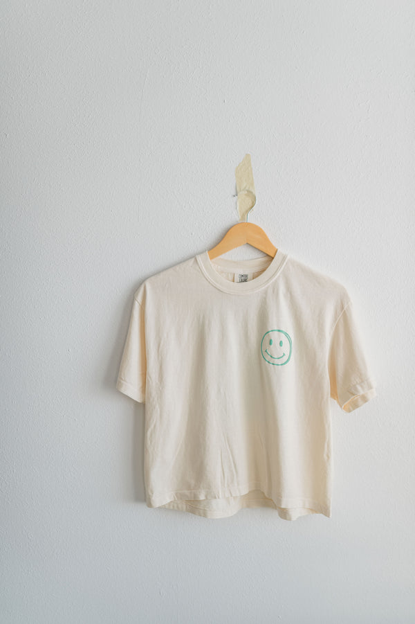 doing my best club puff ink | cream boxy cropped tee
