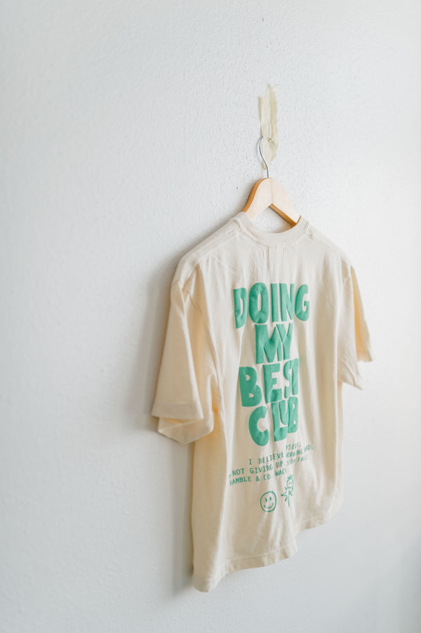 doing my best club puff ink | cream boxy cropped tee
