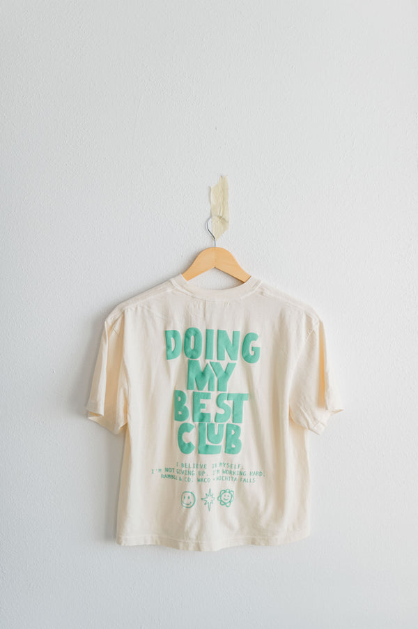 doing my best club puff ink | cream boxy cropped tee