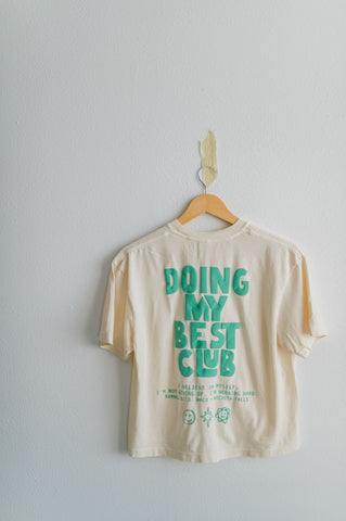 doing my best club puff ink | cream boxy cropped tee