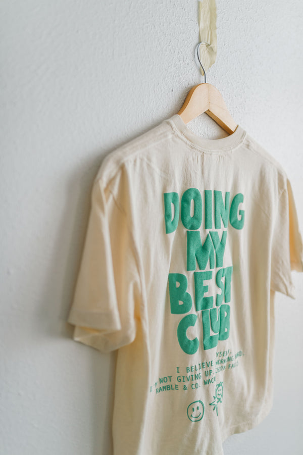 doing my best club puff ink | cream boxy cropped tee