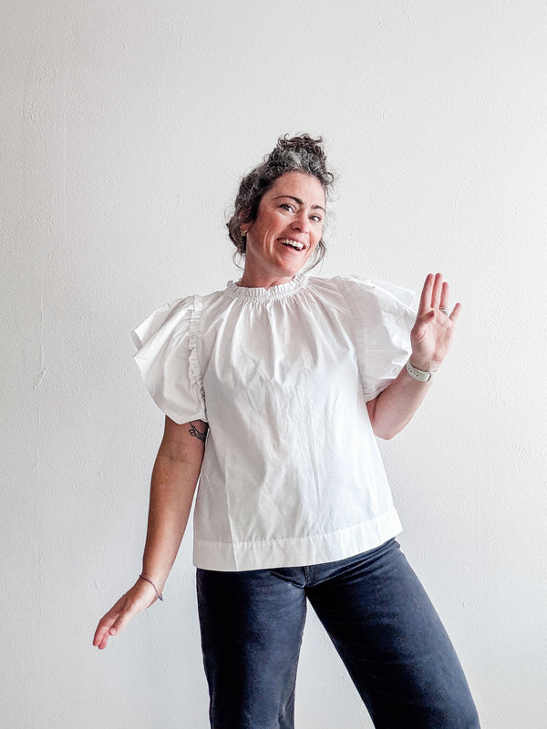 poplin blouse | white