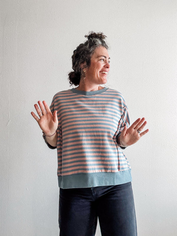 striped loose top | blue multi