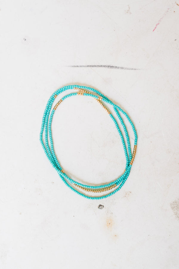 gold bead stretch necklace + wrap bracelet | 2 options