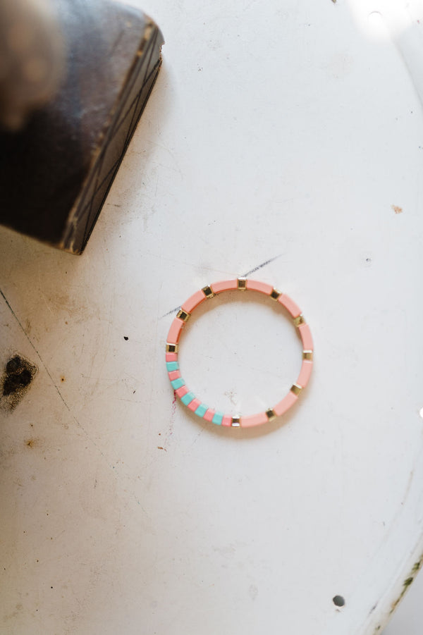 beaded enamel bracelet | peach fuzz