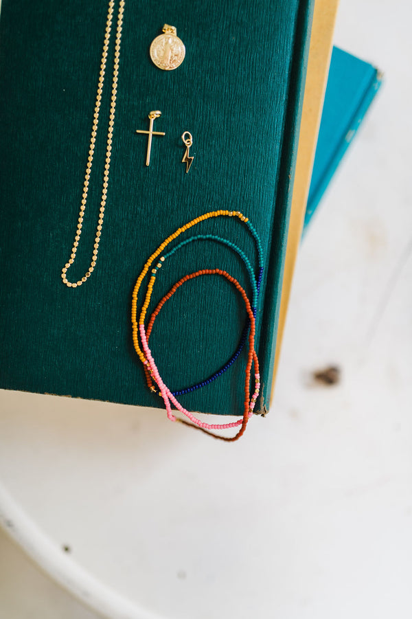 multicolored beaded stretch necklace + wrap bracelet | 3 options