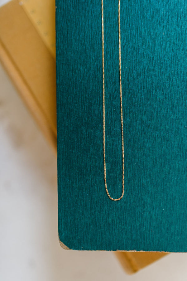 thin box chain | 18k gold filled necklace