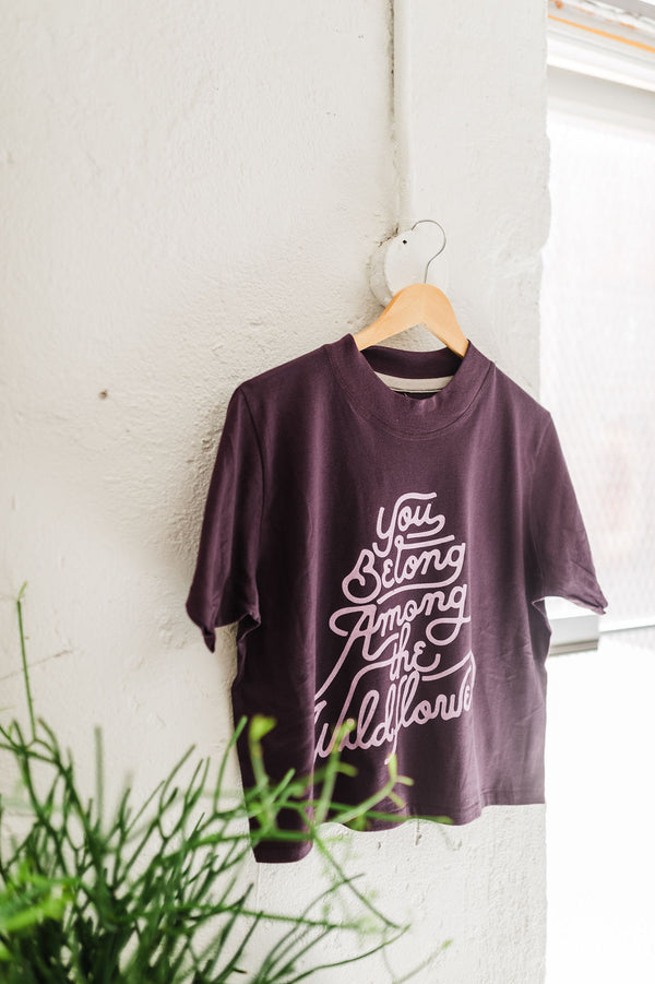 you belong among the wildflowers | plum boxy tee