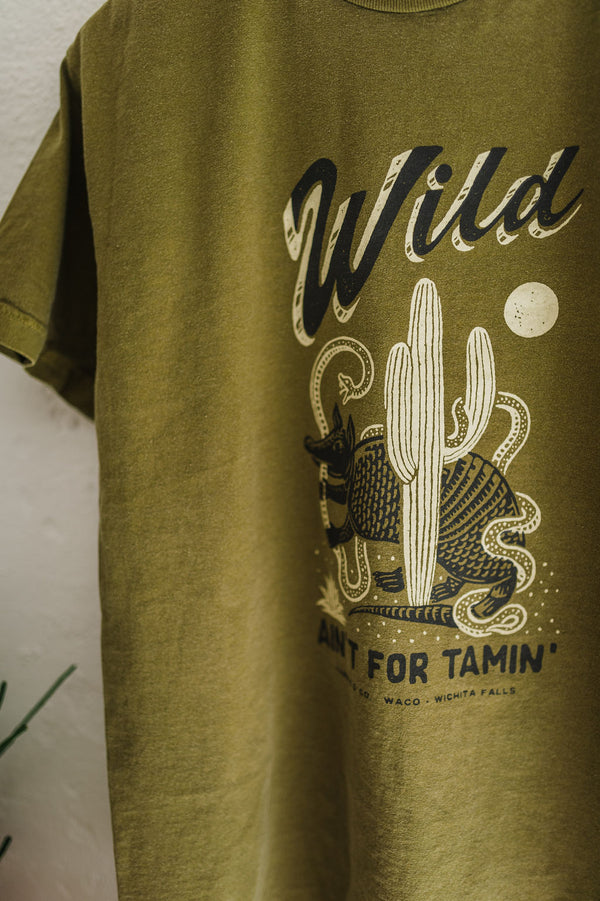 wild ain't for tamin' | faded olive relaxed tee