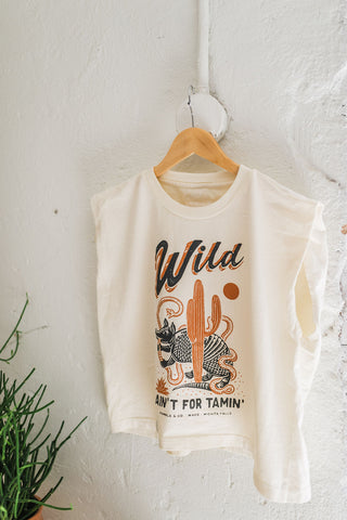 wild ain't for tamin' | cream boxy muscle tee