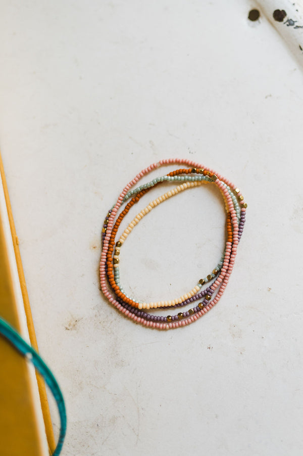 multicolored beaded stretch necklace + wrap bracelet | 3 options