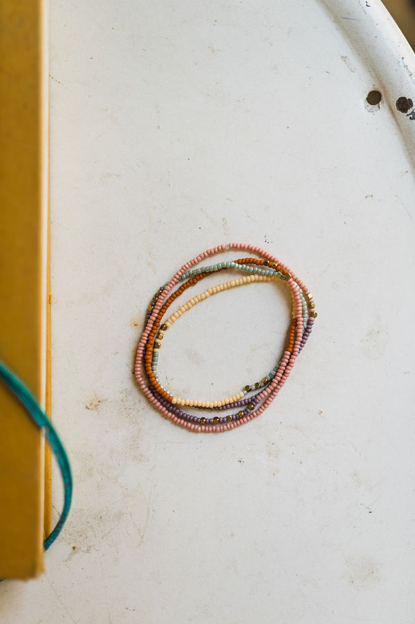 multicolored beaded stretch necklace + wrap bracelet | 3 options