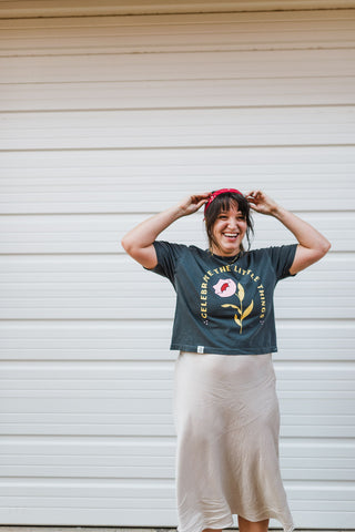 celebrate the little things | charcoal boxy cropped tee