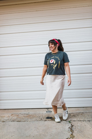 celebrate the little things | charcoal boxy cropped tee