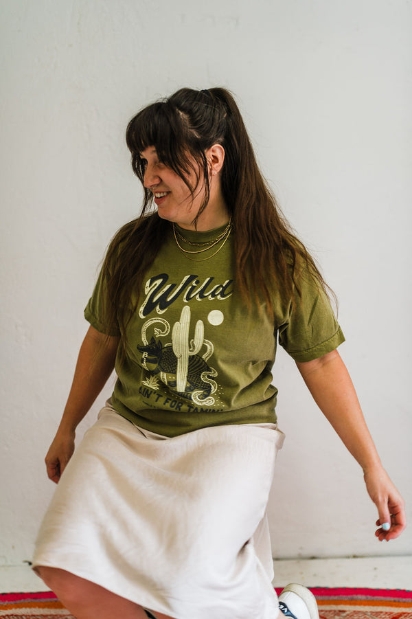 wild ain't for tamin' | faded olive relaxed tee