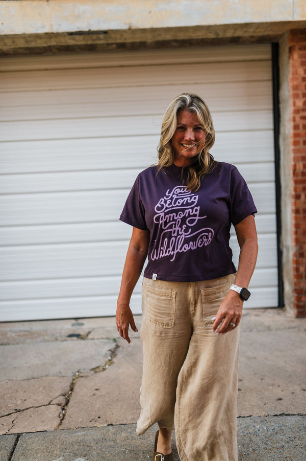 you belong among the wildflowers | plum boxy tee