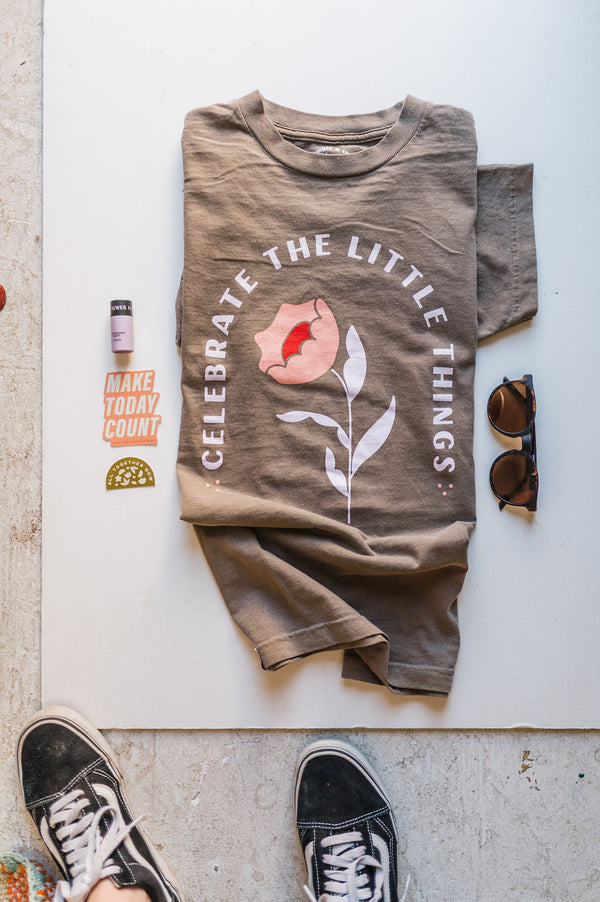 celebrate the little things | faded brown relaxed tee