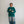 oversized stripe mock neck terry pullover | emerald + navy