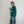 oversized stripe mock neck terry pullover | emerald + navy
