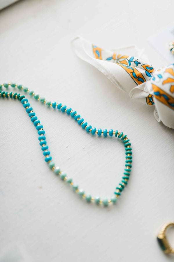 stone + glass beaded necklace