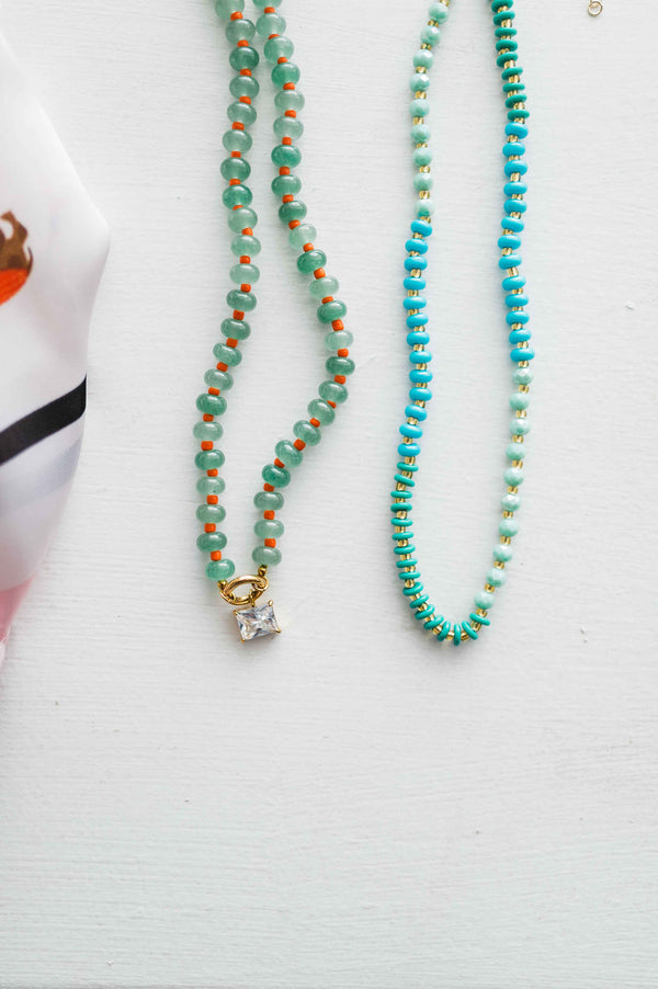 stone + glass beaded necklace