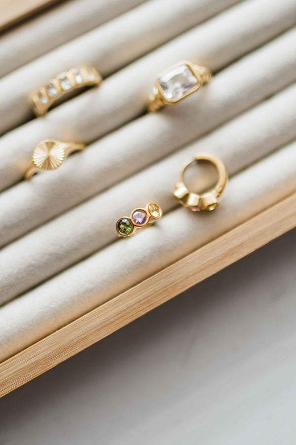 colorful cz hoop | 18k earring