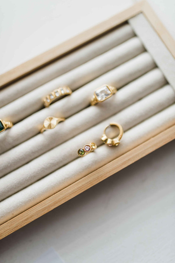 colorful cz hoop | 18k earring