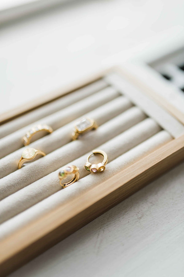 colorful cz hoop | 18k earring