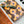 retro printed poppy bandana | orange + brown