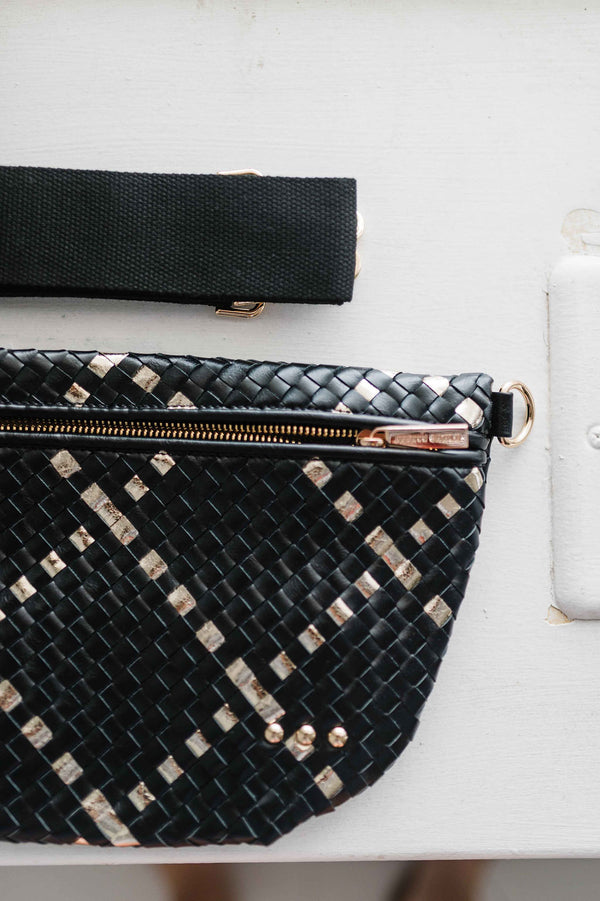 westlyn woven bag | metallic + black