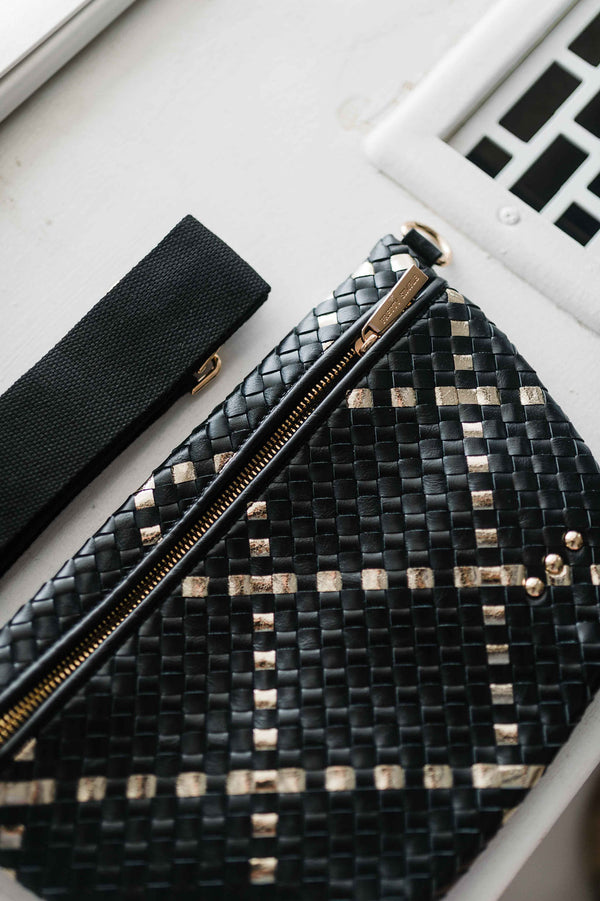 westlyn woven bag | metallic + black