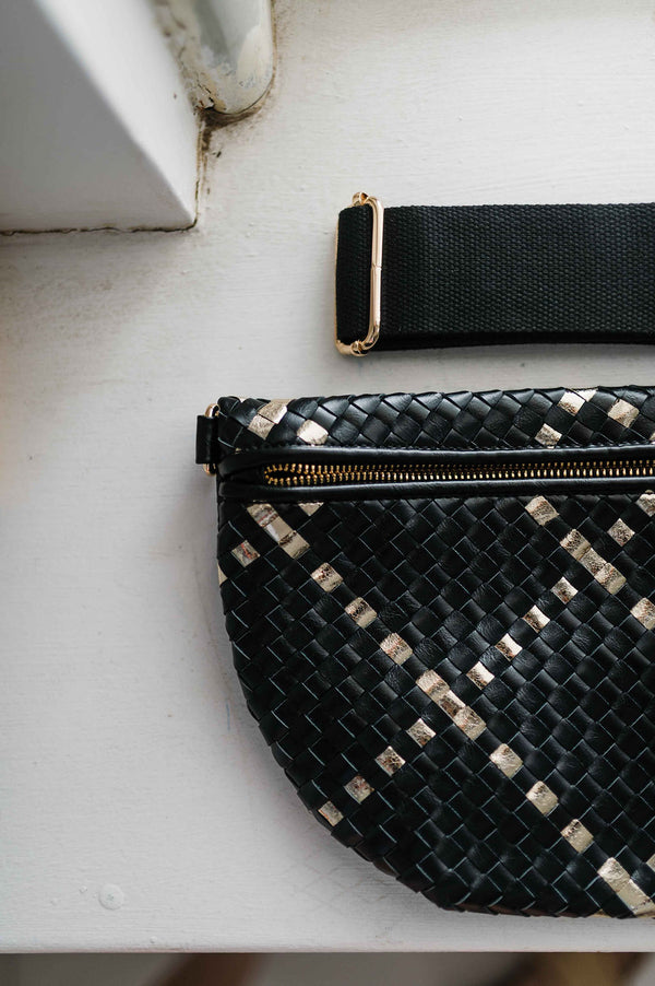 westlyn woven bag | metallic + black