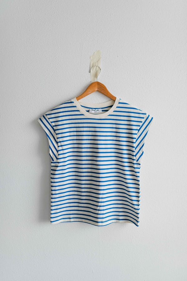 striped cap sleeve tee | blue