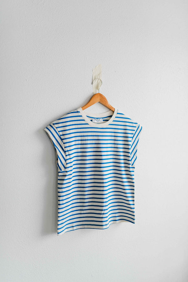 striped cap sleeve tee | blue