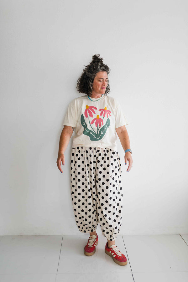 polka dot balloon pants | black + ivory