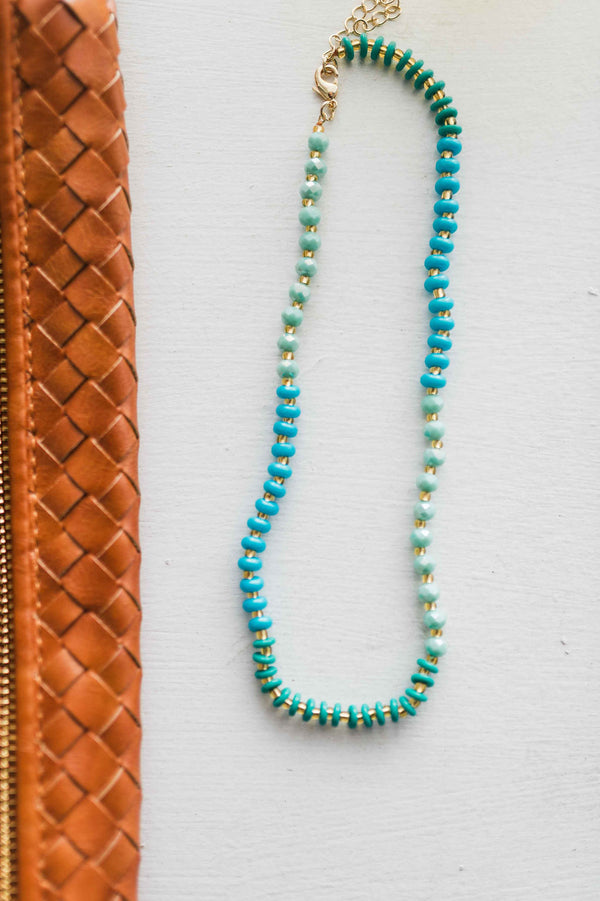stone + glass beaded necklace