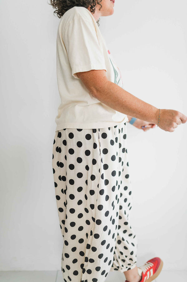 polka dot balloon pants | black + ivory