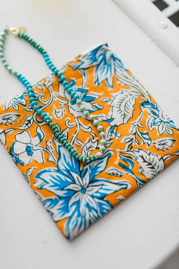 stone + glass beaded necklace