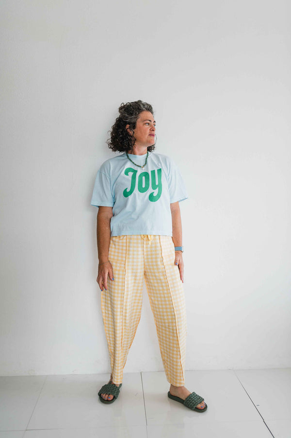 soft check barrel pants | banana