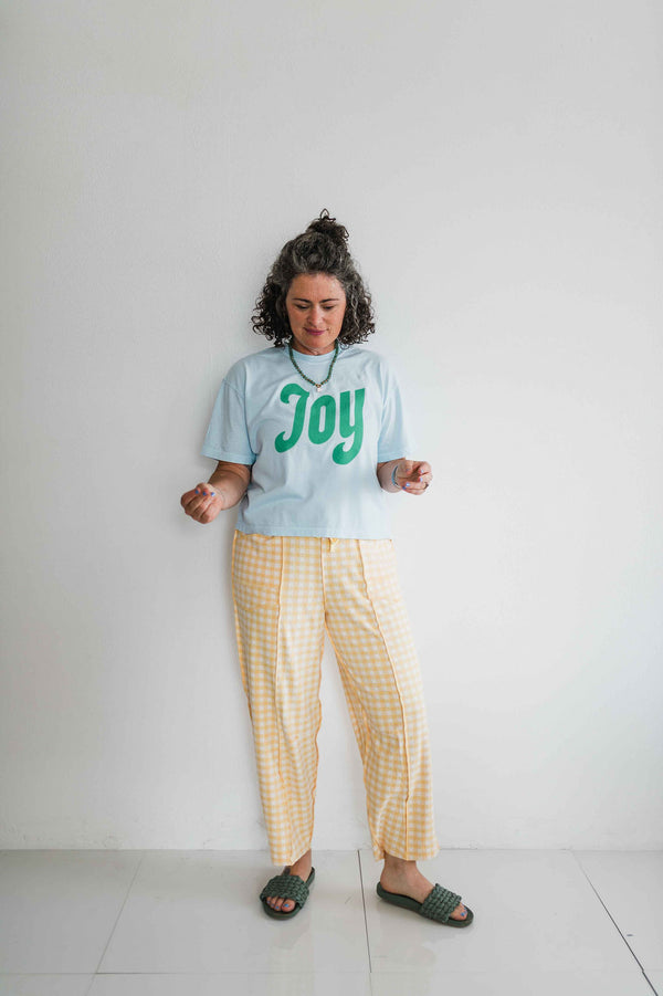 soft check barrel pants | banana