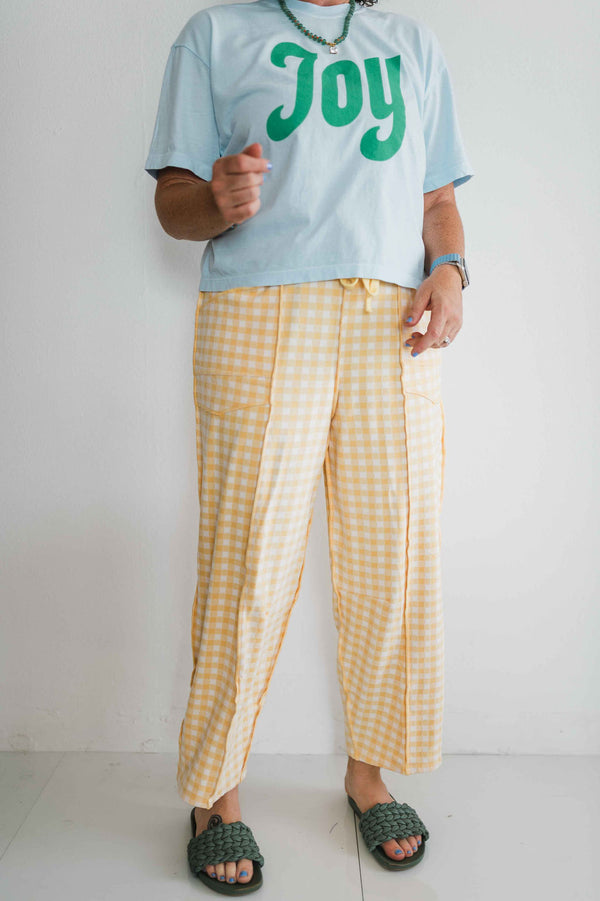 soft check barrel pants | banana
