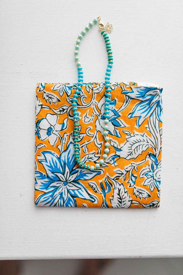 floral bandana | blue + orange multi