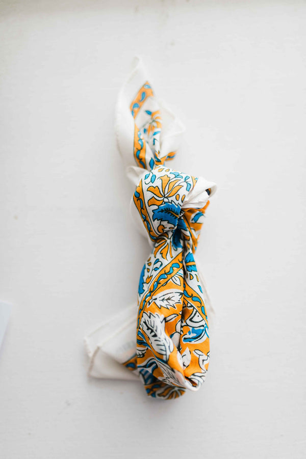floral bandana | blue + orange multi