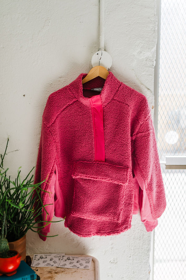 reese | hot pink teddy pullover sweatshirt