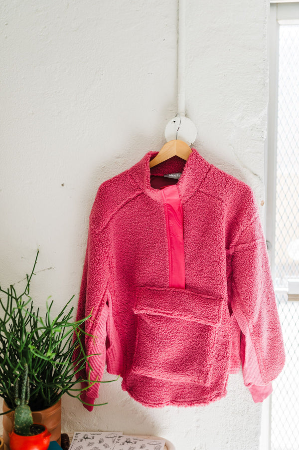 reese | hot pink teddy pullover sweatshirt